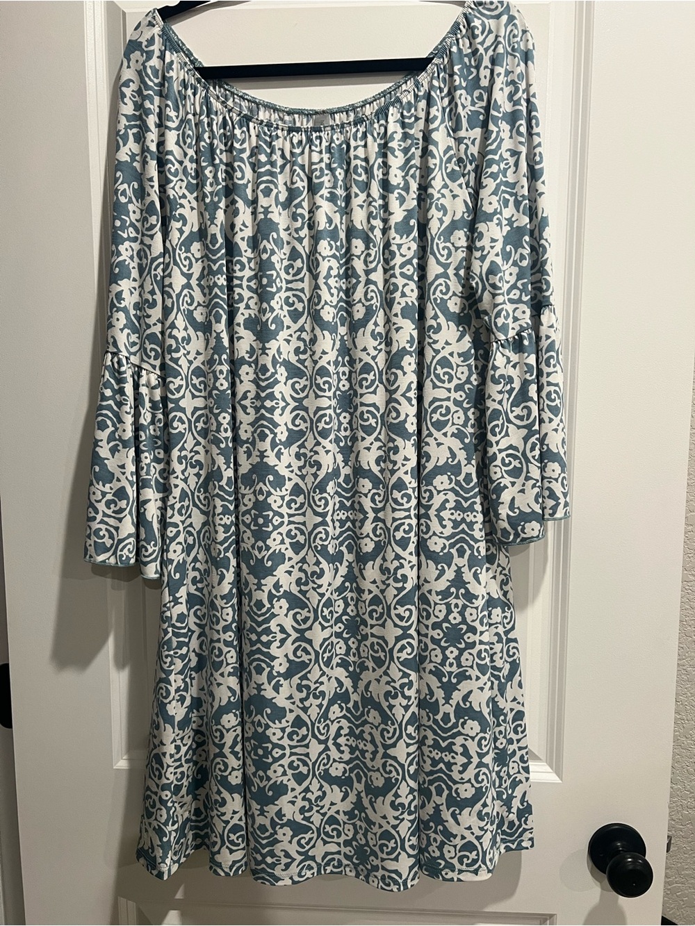 Honeyme Curvy XL Blue Scroll-Print Dress